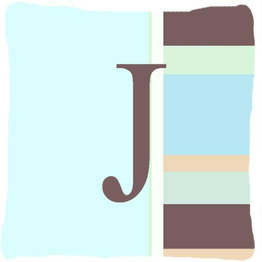 Letter J Initial Monogram - Blue Stripes Decorative   Canvas Fabric Pillow - the-store.com