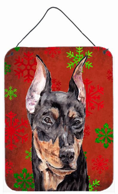 German Pinscher Red Snowflakes Holiday Wall or Door Hanging Prints SC9764DS1216 by Caroline&#39;s Treasures