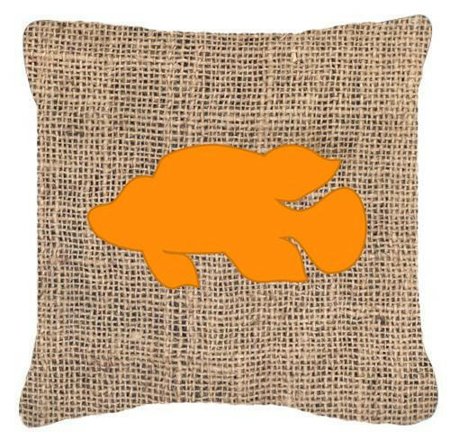 Fish - Tropical Fish Burlap and Orange   Canvas Fabric Decorative Pillow BB1013 - the-store.com