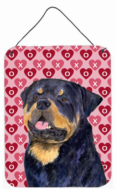 Rottweiler Hearts Love and Valentine&#39;s Day Portrait Wall or Door Hanging Prints by Caroline&#39;s Treasures