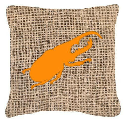 Beetle Burlap and Orange   Canvas Fabric Decorative Pillow BB1056 - the-store.com