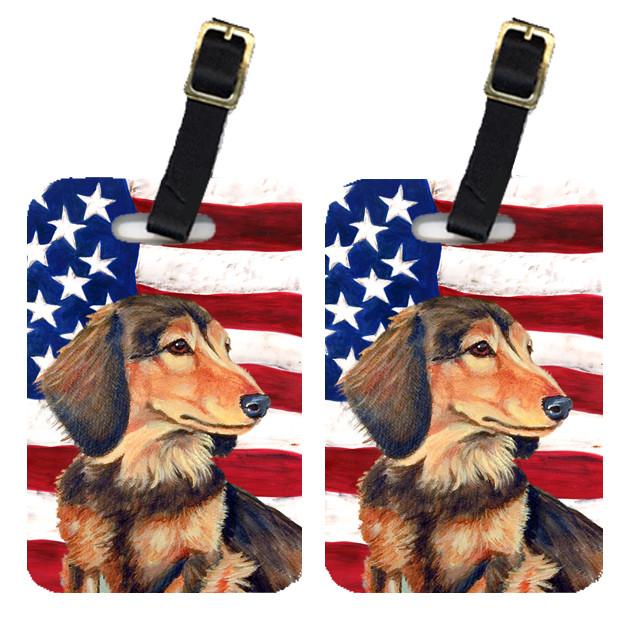 Pair of USA American Flag with Dachshund Luggage Tags LH9030BT by Caroline&#39;s Treasures