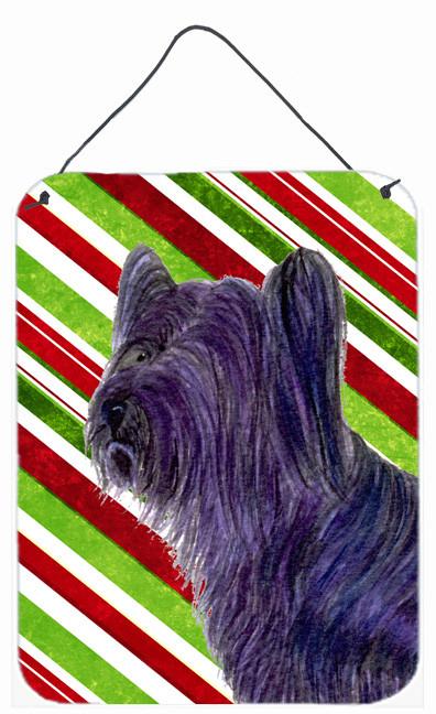 Skye Terrier Candy Cane Holiday Christmas Metal Wall or Door Hanging Prints by Caroline's Treasures