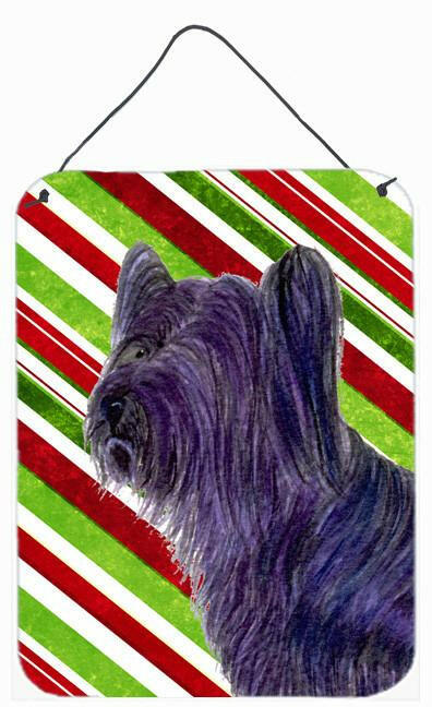 Skye Terrier Candy Cane Holiday Christmas Metal Wall or Door Hanging Prints by Caroline&#39;s Treasures