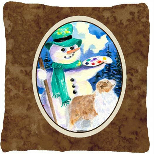 Snowman with Australian Shepherd Decorative   Canvas Fabric Pillow by Caroline's Treasures