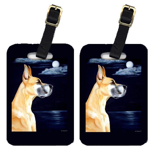 Pair of 2 Fawn Great Dane in the Moonlight Luggage Tags by Caroline's Treasures