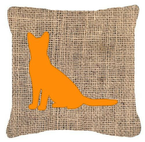 Cat Burlap and Orange   Canvas Fabric Decorative Pillow BB1071 - the-store.com