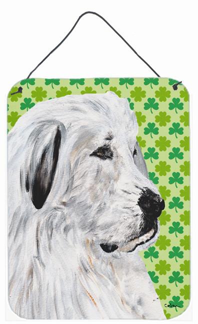 Great Pyrenees Lucky Shamrock St. Patrick&#39;s Day Wall or Door Hanging Prints SC9738DS1216 by Caroline&#39;s Treasures