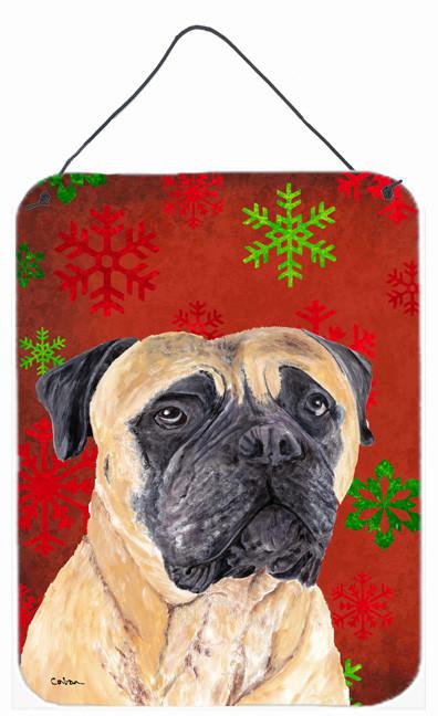 Mastiff Red and Green Snowflakes Holiday Christmas Wall or Door Hanging Prints by Caroline&#39;s Treasures