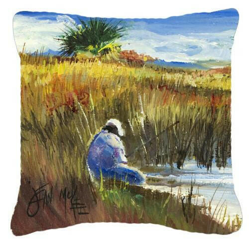 Fishing on the bank Canvas Fabric Decorative Pillow JMK1274PW1414 by Caroline&#39;s Treasures