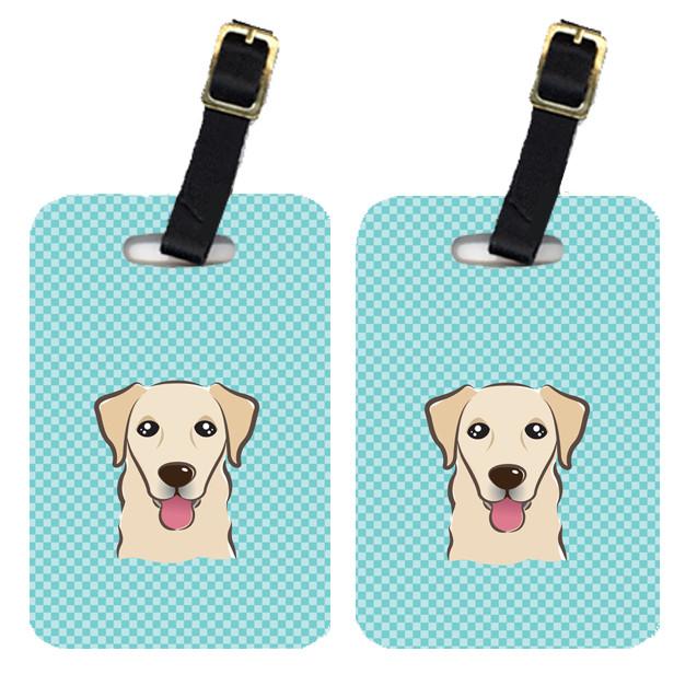 Pair of Checkerboard Blue Golden Retriever Luggage Tags BB1190BT by Caroline&#39;s Treasures