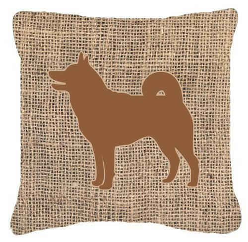 Shiba Inu Burlap and Brown   Canvas Fabric Decorative Pillow BB1067 - the-store.com