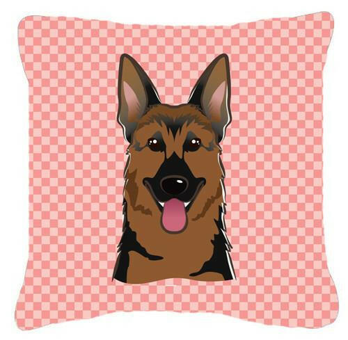 Checkerboard Pink German Shepherd Canvas Fabric Decorative Pillow BB1211PW1414 - the-store.com
