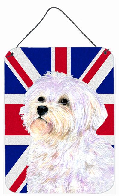 Maltese with English Union Jack British Flag Wall or Door Hanging Prints SS4923DS1216 by Caroline's Treasures