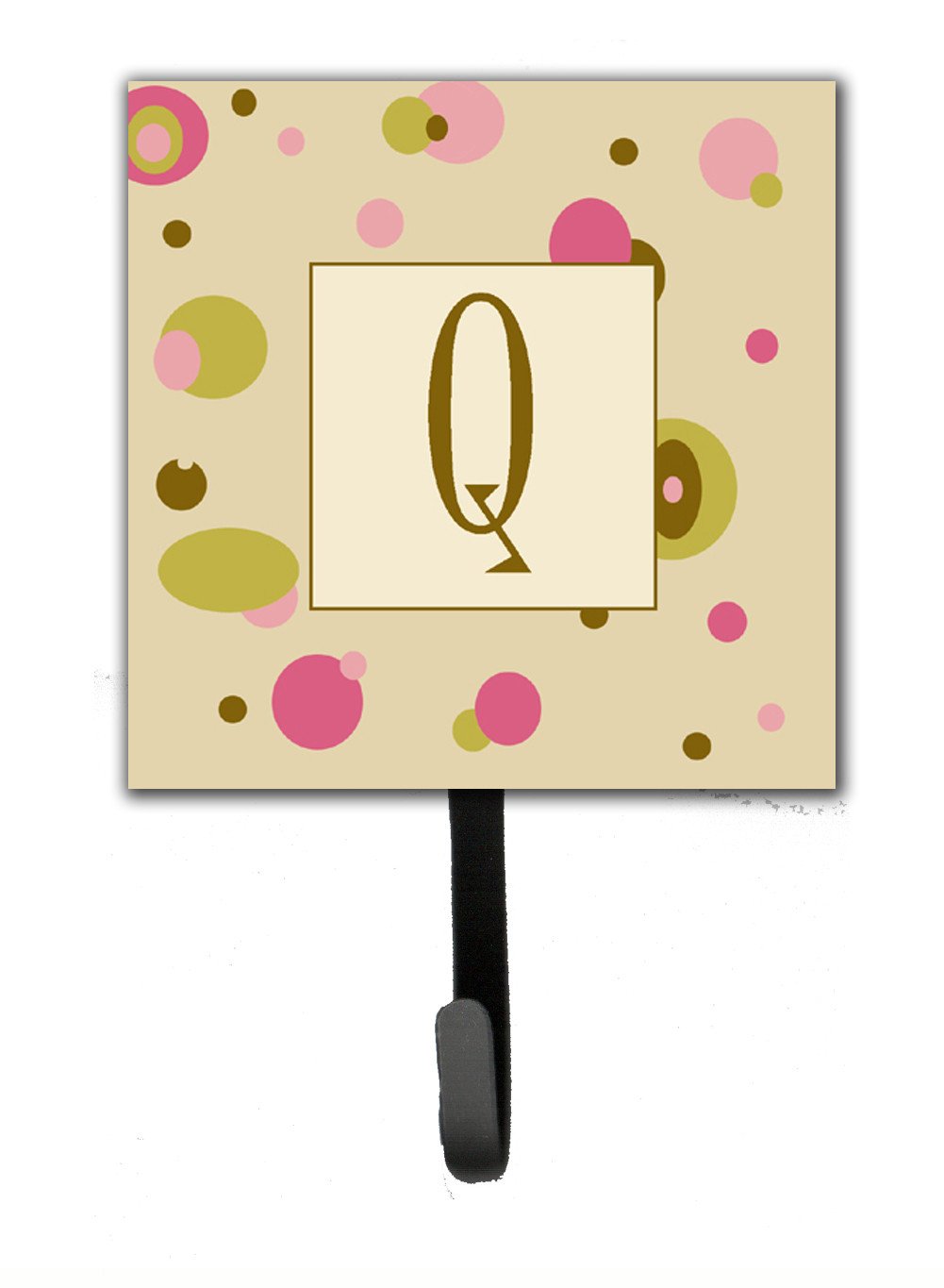 Letter Q Initial Monogram - Tan Dots Leash Holder or Key Hook by Caroline's Treasures