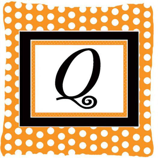 Monogram Initial Q Orange Polkadots Decorative   Canvas Fabric Pillow CJ1033 - the-store.com