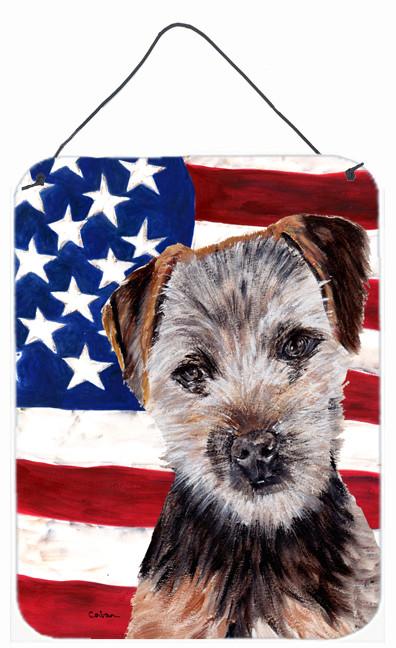 Norfolk Terrier Puppy with American Flag USA Wall or Door Hanging Prints SC9639DS1216 by Caroline&#39;s Treasures