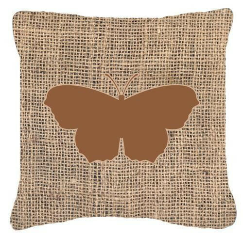 Butterfly Burlap and Brown   Canvas Fabric Decorative Pillow BB1049 - the-store.com
