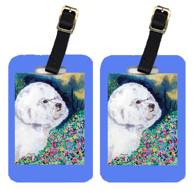 Pair of 2 Bichon Frise in the flowers Luggage Tags by Caroline&#39;s Treasures