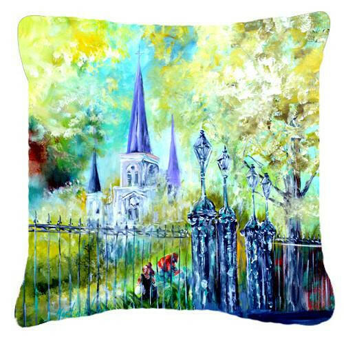 Across the Square St Louis Cathedral Canvas Fabric Decorative Pillow by Caroline's Treasures