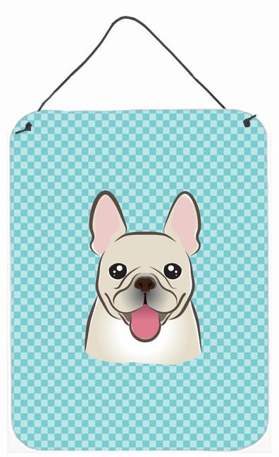 Checkerboard Blue French Bulldog Wall or Door Hanging Prints BB1176DS1216 by Caroline&#39;s Treasures