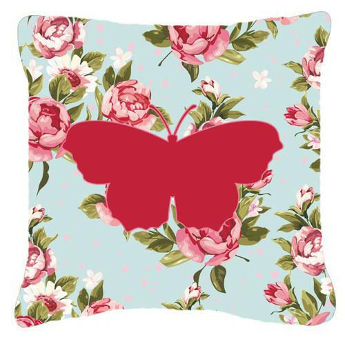 Butterfly Shabby Chic Blue Roses   Canvas Fabric Decorative Pillow BB1049 - the-store.com