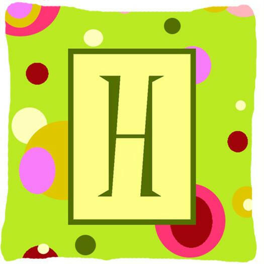 Letter H Initial Monogram - Green Decorative   Canvas Fabric Pillow - the-store.com
