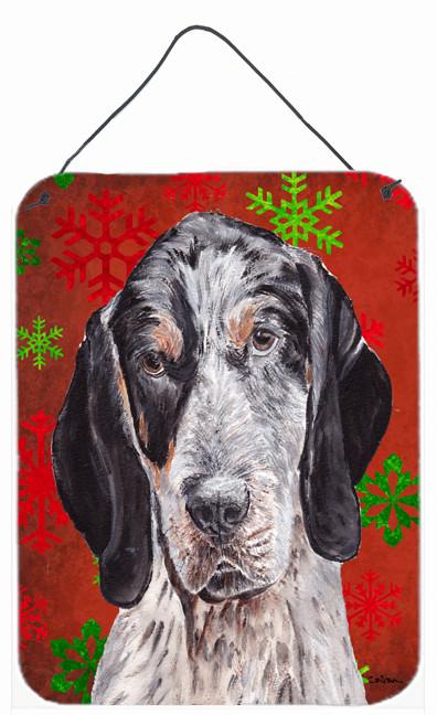 Blue Tick Coonhound Red Snowflakes Holiday Wall or Door Hanging Prints SC9745DS1216 by Caroline's Treasures