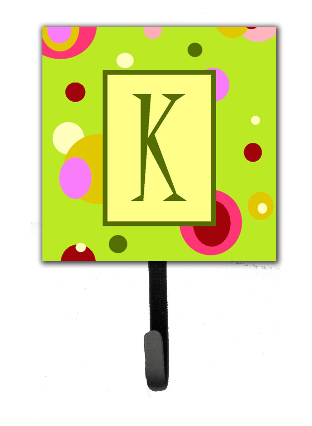 Letter K Initial Monogram - Green Leash Holder or Key Hook by Caroline's Treasures