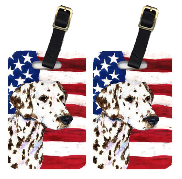 Pair of USA American Flag with Dalmatian Luggage Tags SS4225BT by Caroline&#39;s Treasures