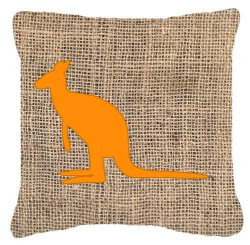 Kangaroo Burlap and Orange   Canvas Fabric Decorative Pillow BB1008 - the-store.com
