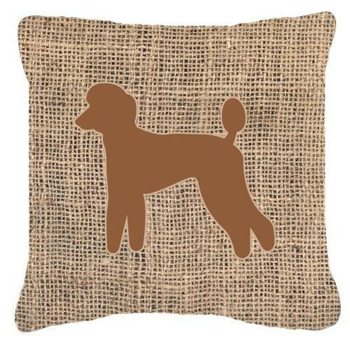 Poodle Burlap and Brown   Canvas Fabric Decorative Pillow BB1114 - the-store.com
