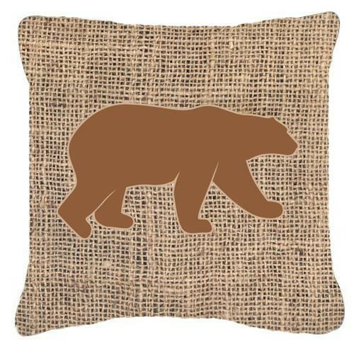 Bear Burlap and Brown   Canvas Fabric Decorative Pillow BB1005 - the-store.com