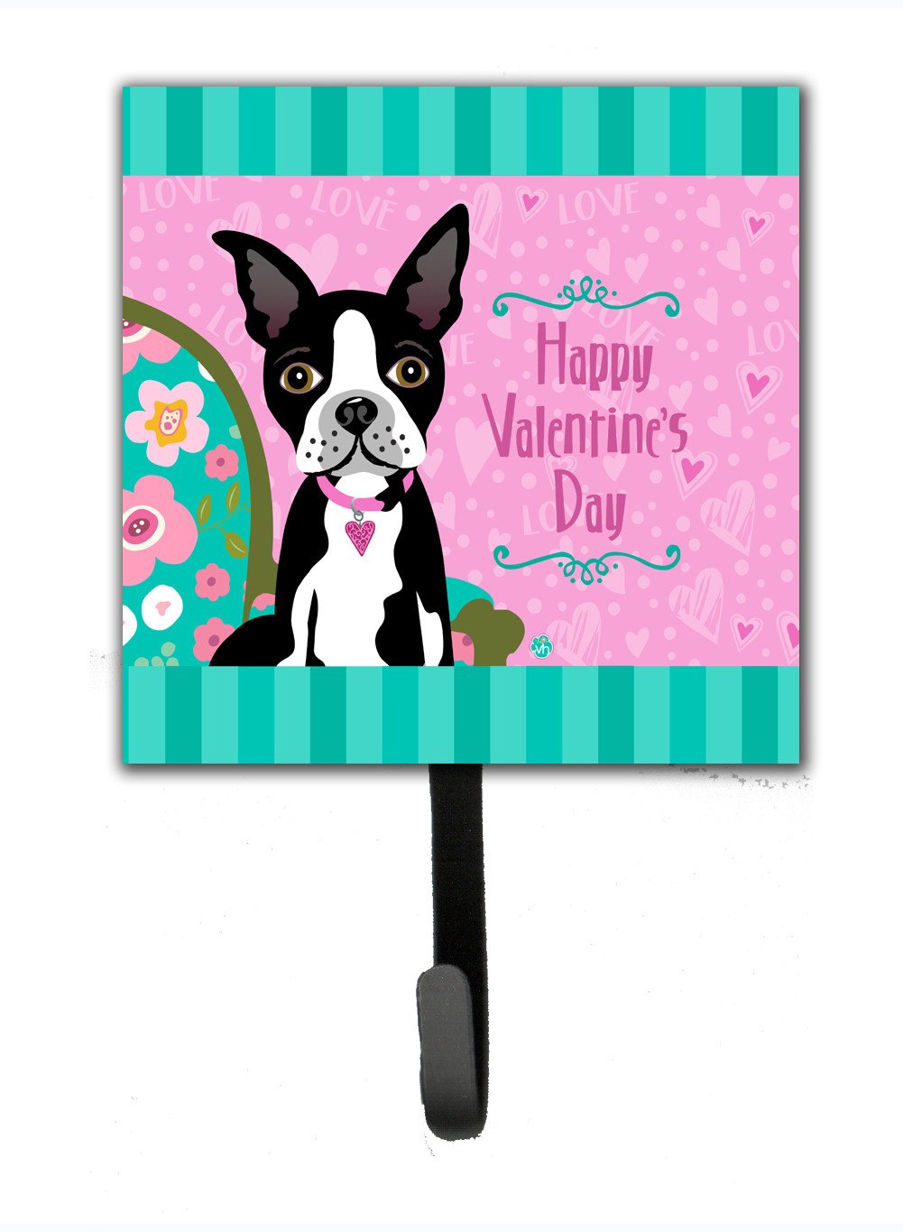 Happy Valentine&#39;s Day Boston Terrier Leash or Key Holder VHA3001SH4 by Caroline&#39;s Treasures