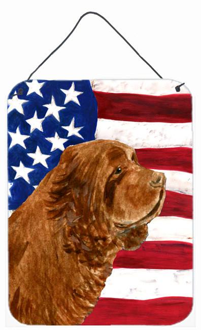 USA American Flag with Sussex Spaniel Wall or Door Hanging Prints by Caroline&#39;s Treasures