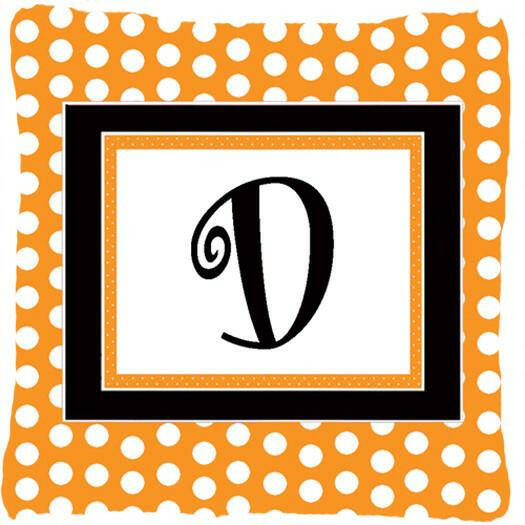 Monogram Initial D Orange Polkadots Decorative   Canvas Fabric Pillow CJ1033 - the-store.com