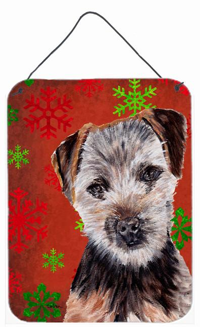 Norfolk Terrier Puppy Red Snowflakes Holiday Wall or Door Hanging Prints SC9759DS1216 by Caroline&#39;s Treasures