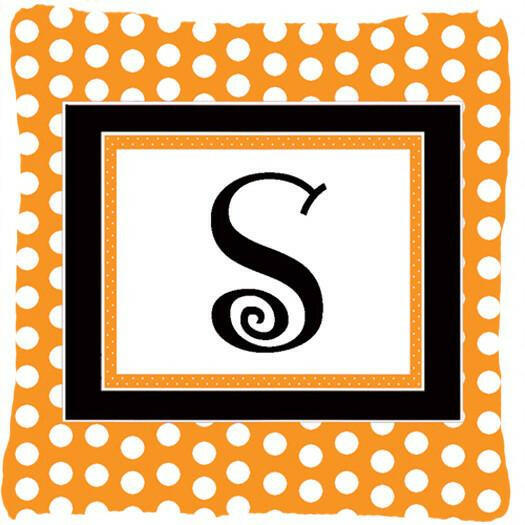 Monogram Initial S Orange Polkadots Decorative   Canvas Fabric Pillow CJ1033 - the-store.com