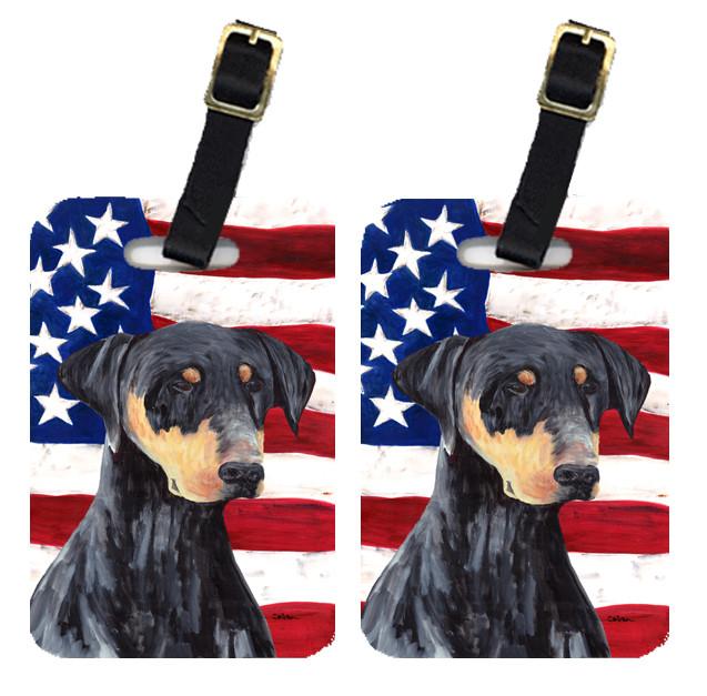 Pair of USA American Flag with Doberman Luggage Tags SC9030BT by Caroline&#39;s Treasures