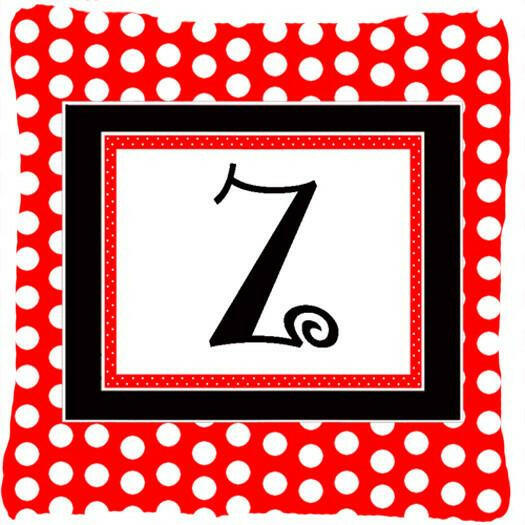 Monogram - Initial Z Red Black Polka Dots Decorative   Canvas Fabric Pillow - the-store.com
