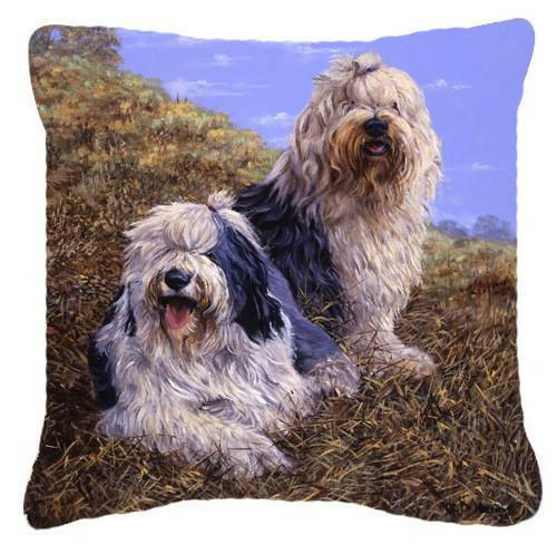 Old English Sheepdogs by Michael Herring Canvas Decorative Pillow HMHE0229PW1414 by Caroline&#39;s Treasures