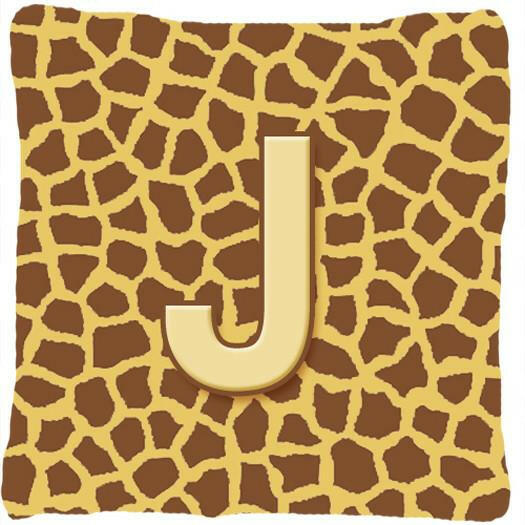 Monogram Initial J Giraffe Decorative   Canvas Fabric Pillow CJ1025 - the-store.com
