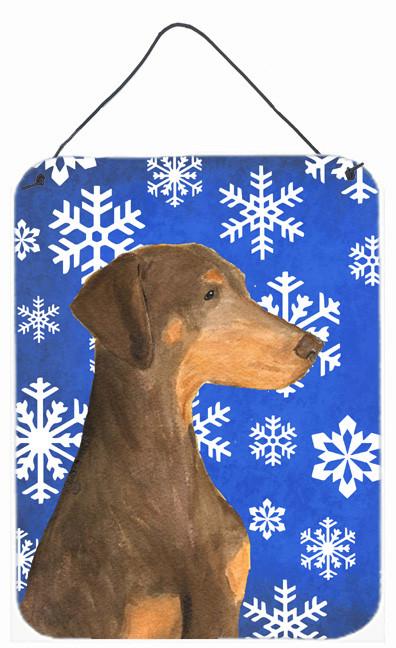 Doberman Winter Snowflakes Holiday Aluminium Metal Wall or Door Hanging Prints by Caroline's Treasures