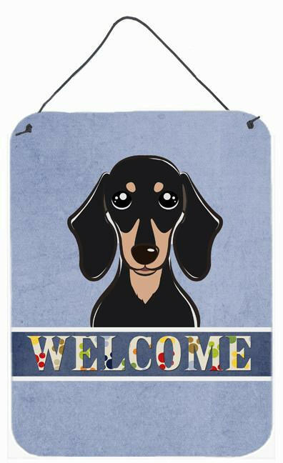 Smooth Black and Tan Dachshund Welcome Wall or Door Hanging Prints BB1401DS1216 by Caroline's Treasures
