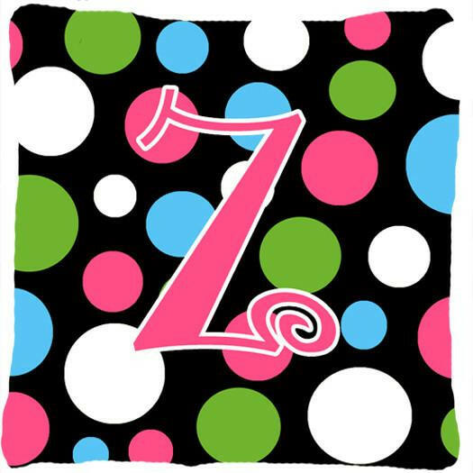 Monogram Initial Z Polkadots and Pink Decorative   Canvas Fabric Pillow CJ1038 - the-store.com