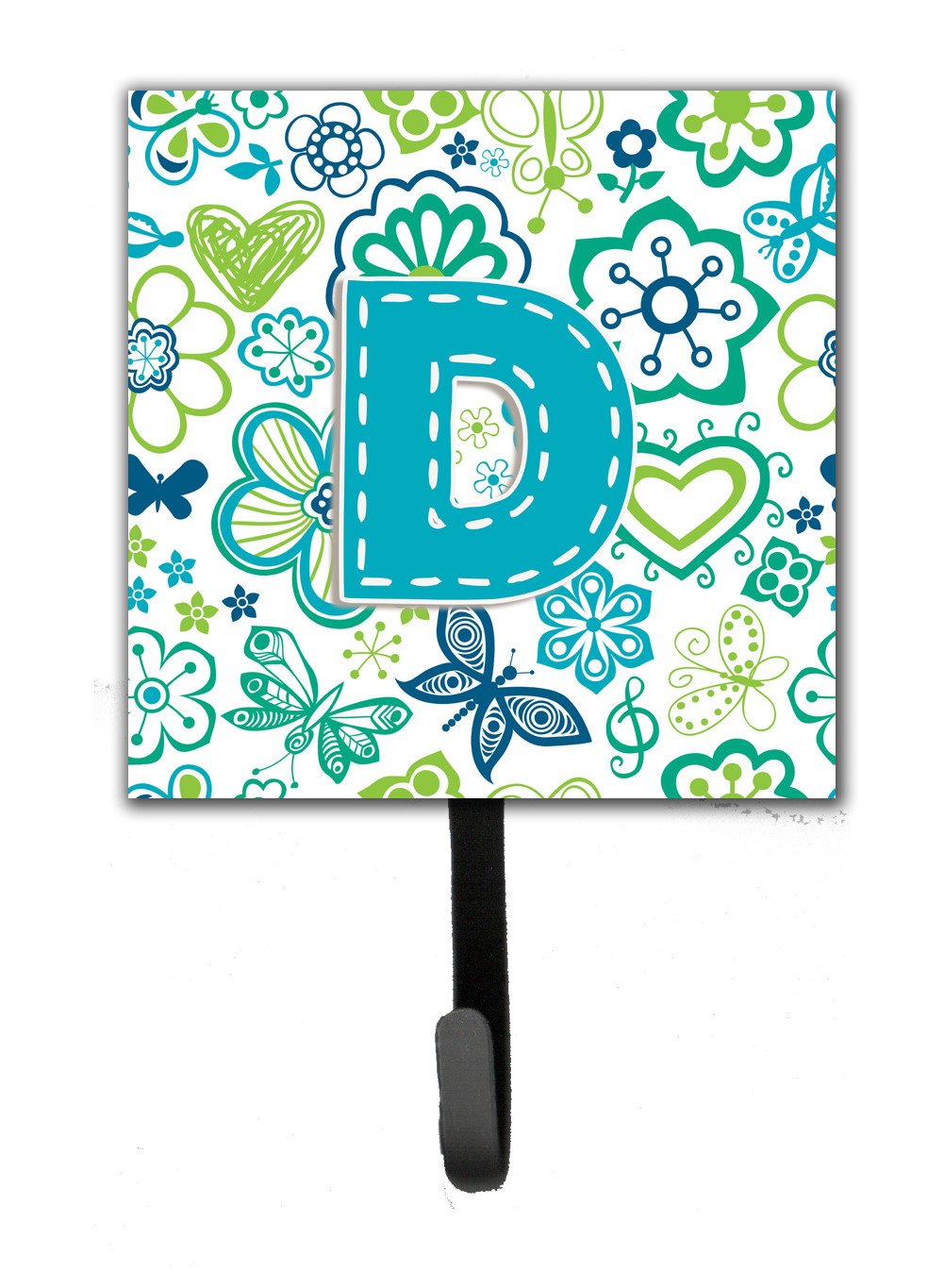 Letter D Flowers and Butterflies Teal Blue Leash or Key Holder CJ2006-DSH4 by Caroline's Treasures