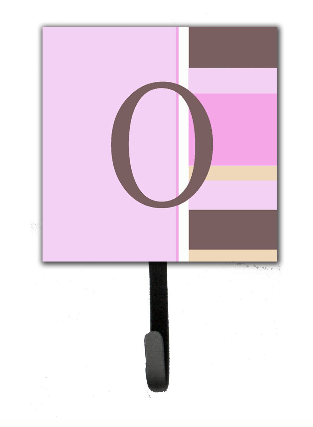 Letter O Initial Monogram - Pink Stripes Leash Holder or Key Hook by Caroline&#39;s Treasures