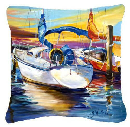 Symmetry again Sailboats Canvas Fabric Decorative Pillow JMK1243PW1414 by Caroline&#39;s Treasures