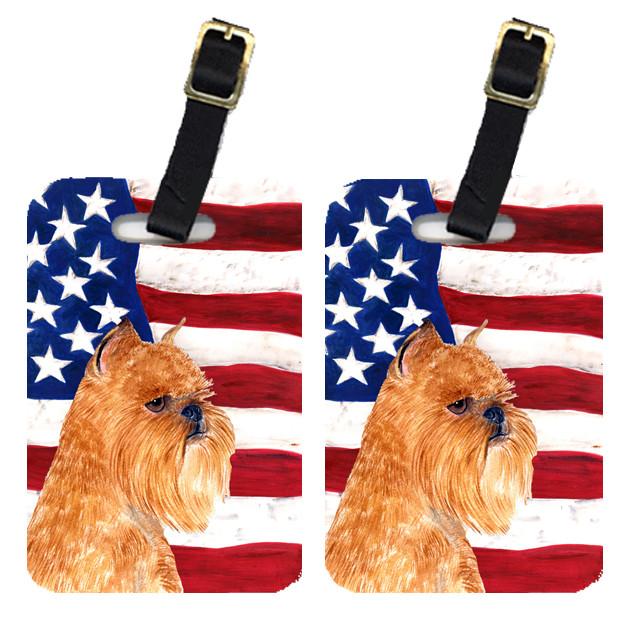 Pair of USA American Flag with Brussels Griffon Luggage Tags SS4020BT by Caroline&#39;s Treasures