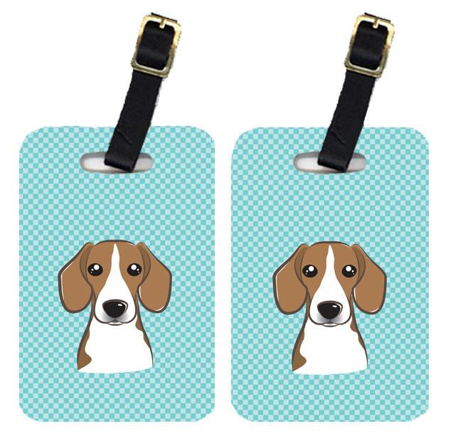 Pair of Checkerboard Blue Beagle Luggage Tags BB1177BT by Caroline&#39;s Treasures